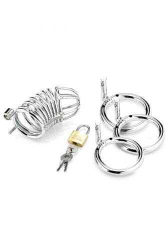 Ringed Cock Cage With 3 Cockrings